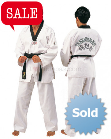 Matsuru 01242 Taekwondopak V-hals zwart geborduurd