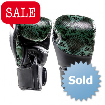TLG1-1710 JOYA THAILAND KICKBOXING GLOVE - SNAKE - GREEN BLACK - MICROFIBER SYNTHETIC LEATHER