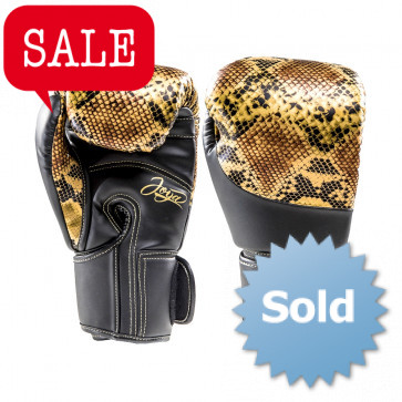TLG1-2110 JOYA THAILAND KICKBOXING GLOVE - SNAKE - GOLD BLACK - MICROFIBER SYNTHETIC LEATHER